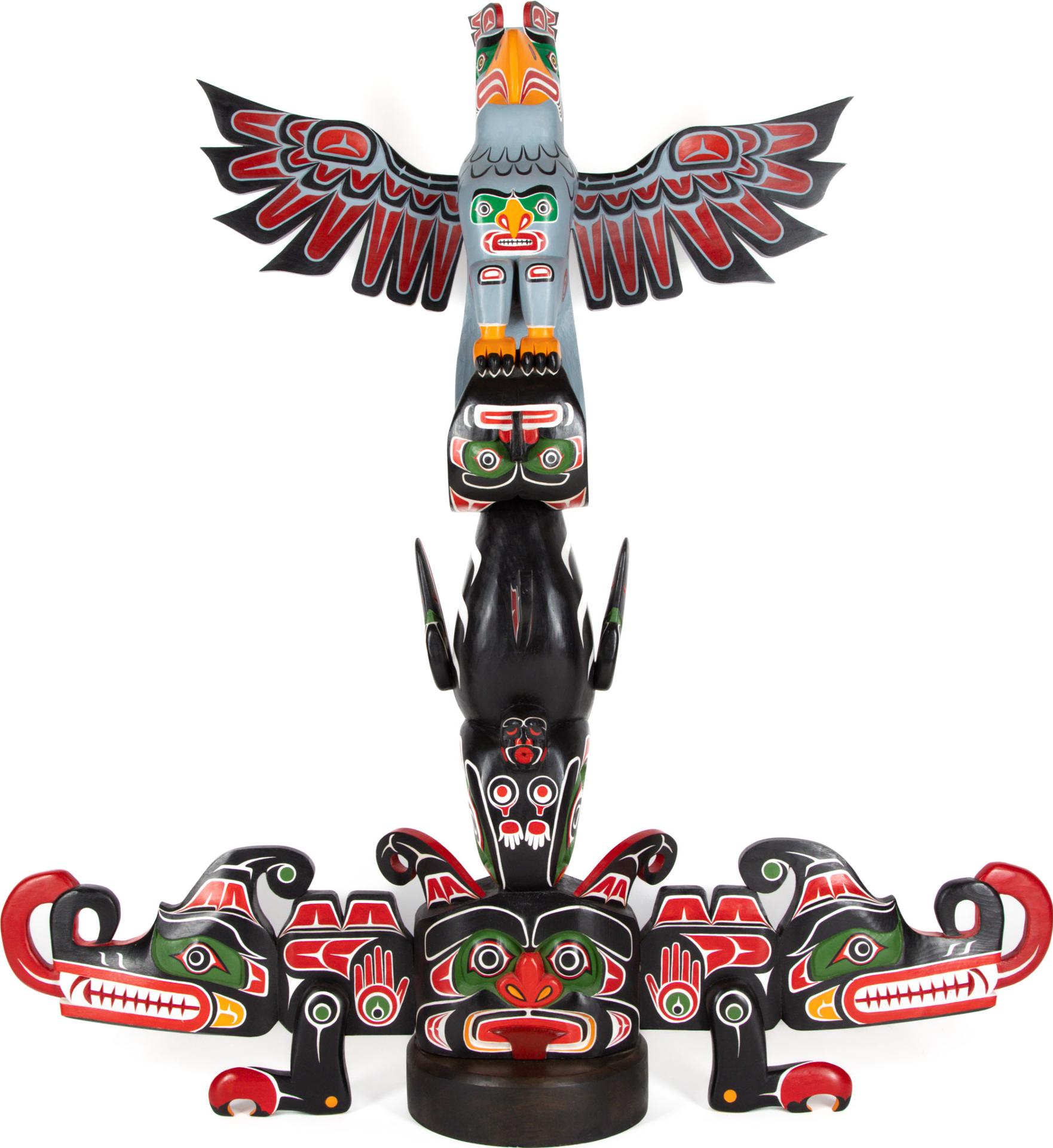 Stanley Hunt Iii - Large Totem With Thunderbird, Killer Whale And Sisuitl Design, 2002