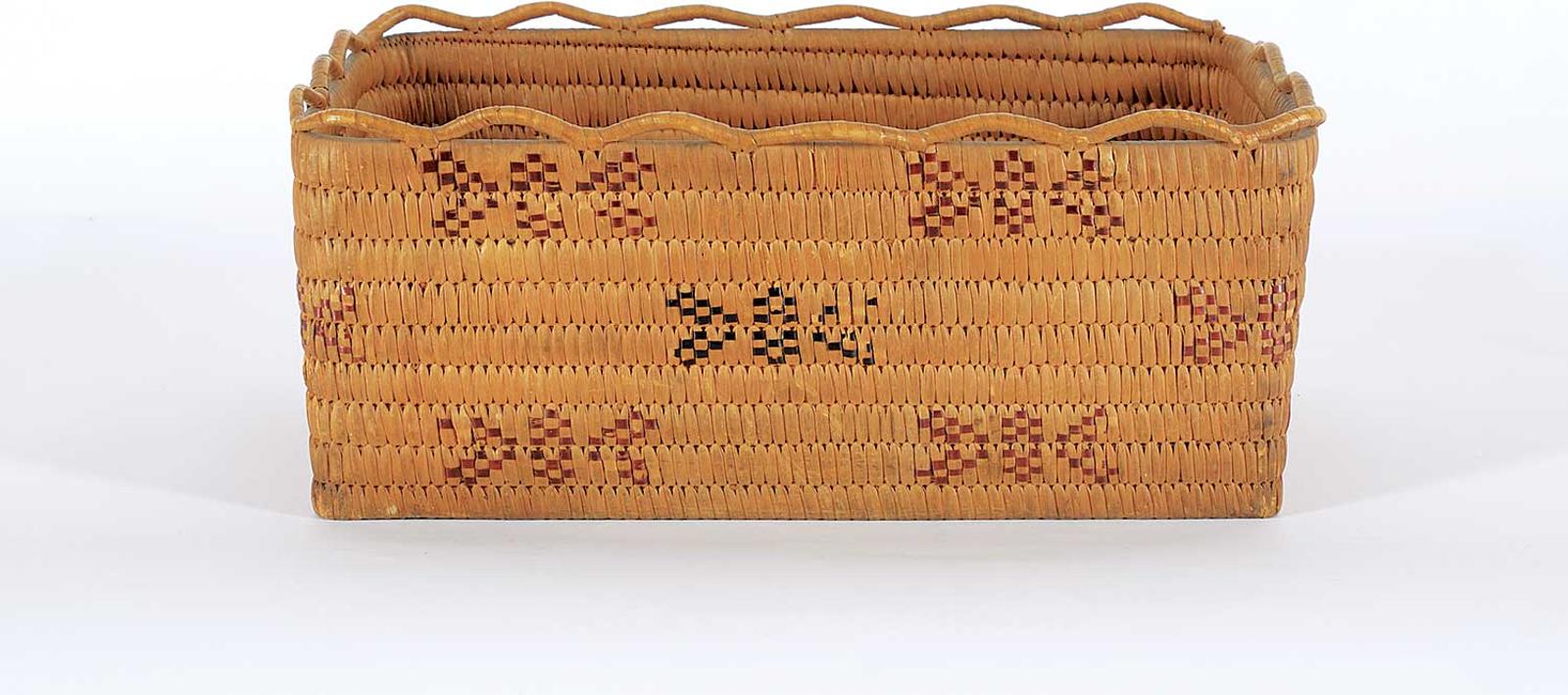 Northwest Coast First Nations School - Square Basket with Butterfly Pattern