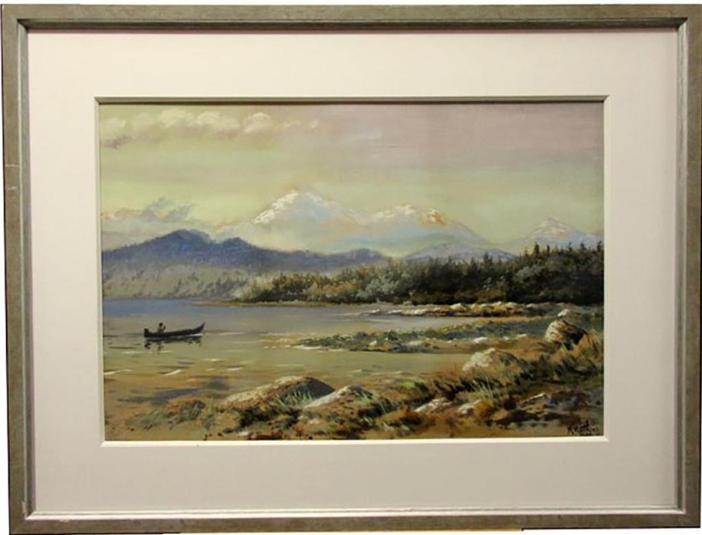 Marmaduke Matthews (1837-1913) - Mountain Landscape With Canoe