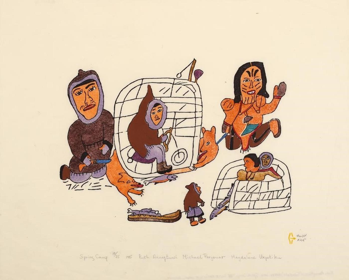 Ruth Annaqtuusi (Annuktoshe) Tulurialik (1934) - Spring Camp; 1985; ed. #10/35