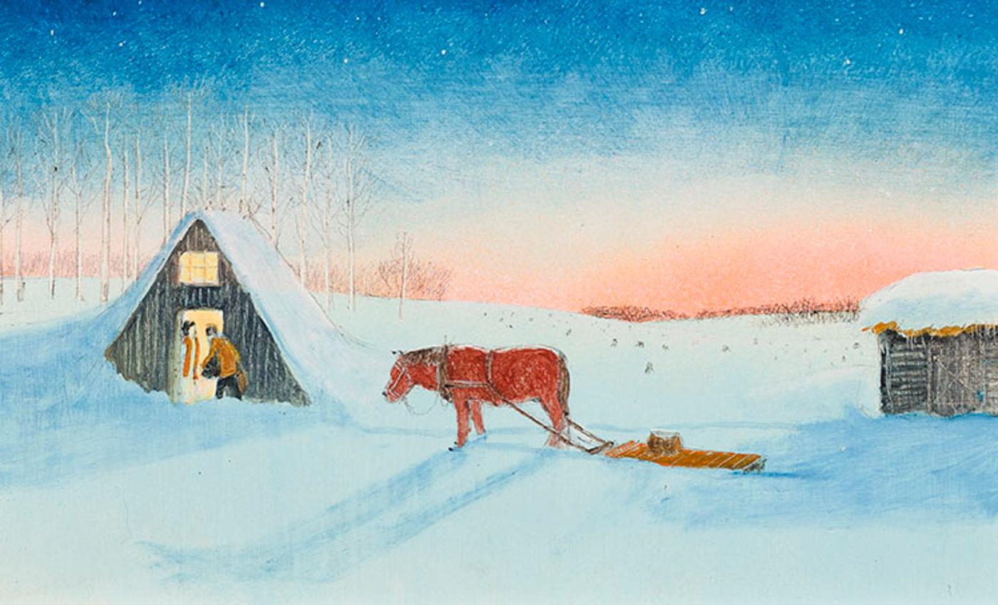 William Kurelek (1927-1977) - Ukrainian Pioneers First Winter in Canada