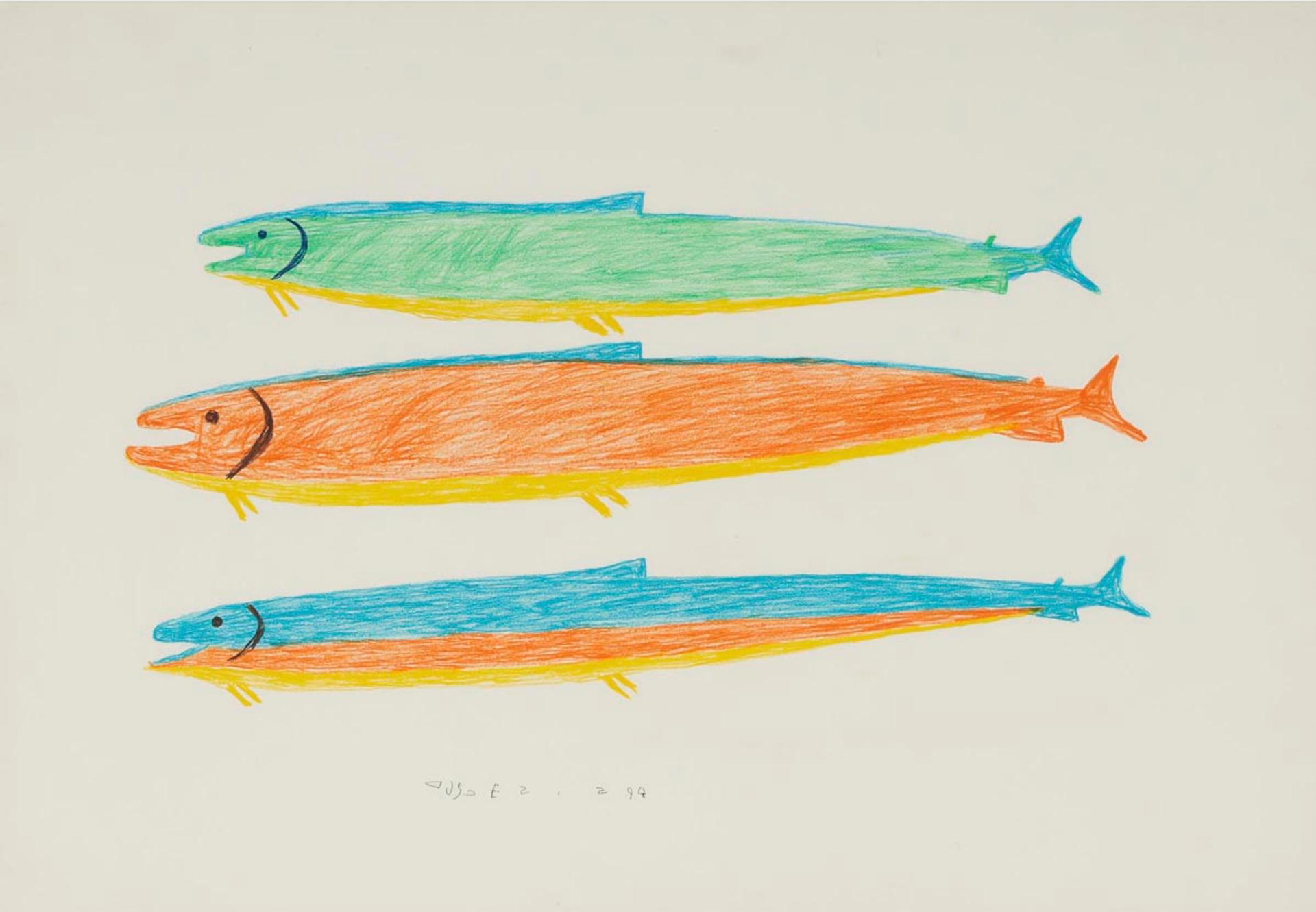 Luke H.Amitnaaq Anguhadluq (1895-1982) - Untitled (Three Fish)