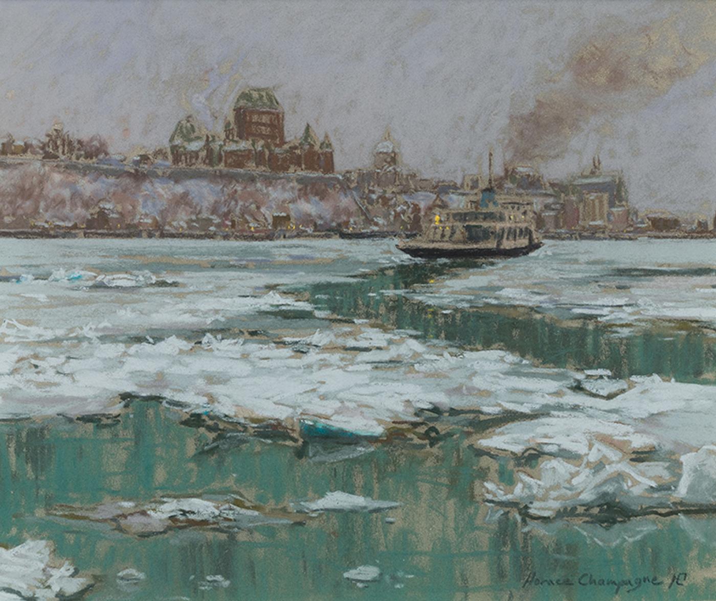 Horace Champagne (1937) - Winter Mist (Ferry Crossing to Quebec City from Levis)