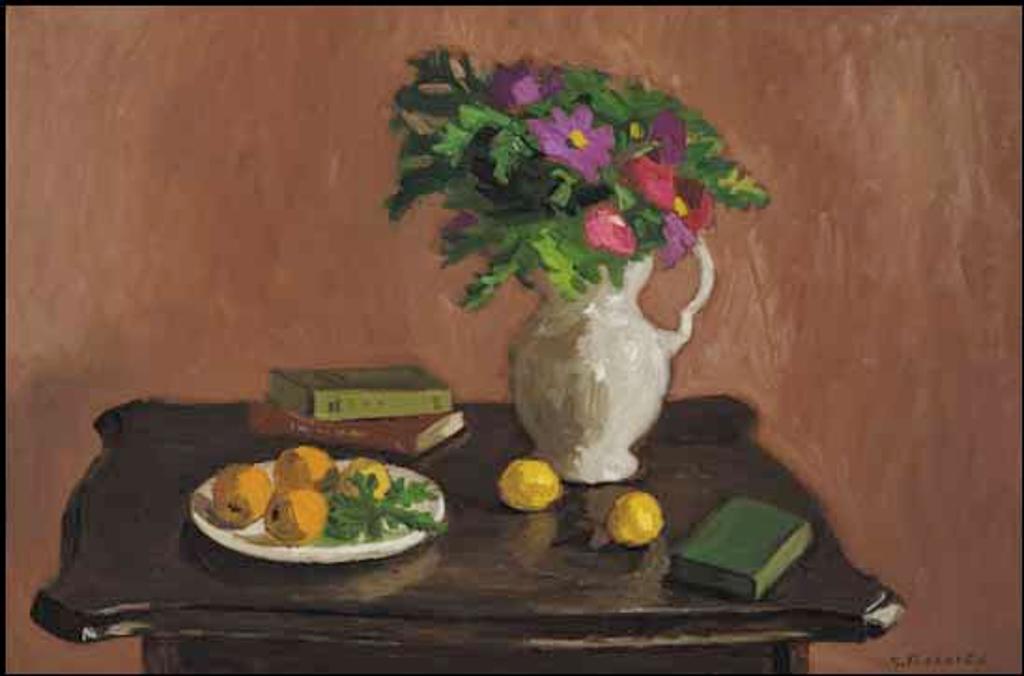 William Goodridge Roberts (1921-2001) - Still Life with Wild Roses, Fruit and Books