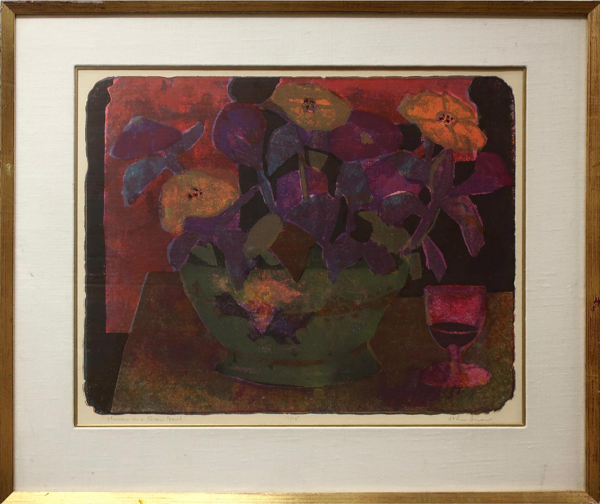 John Harold Thomas Snow (1911-2004) - Flowers In A Green Bowl