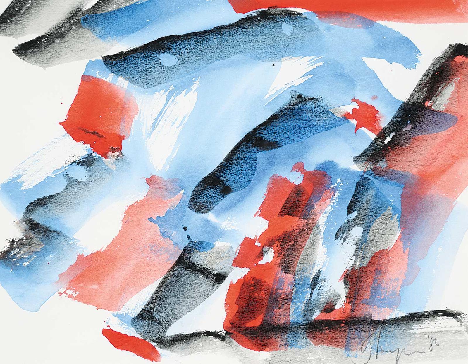 Georges Loranger (1931-1993) - Untitled - Study in Red, Blue and Black