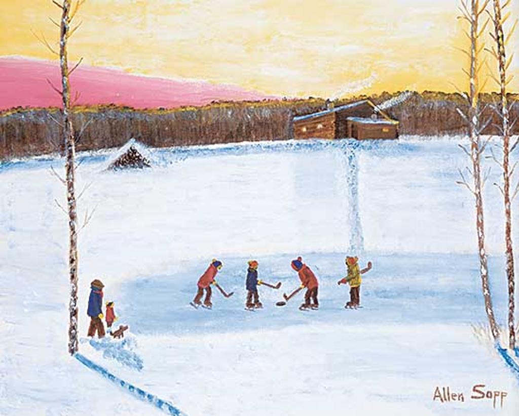 Allen Fredrick Sapp (1929-2015) - Untitled - Children Playing Hockey