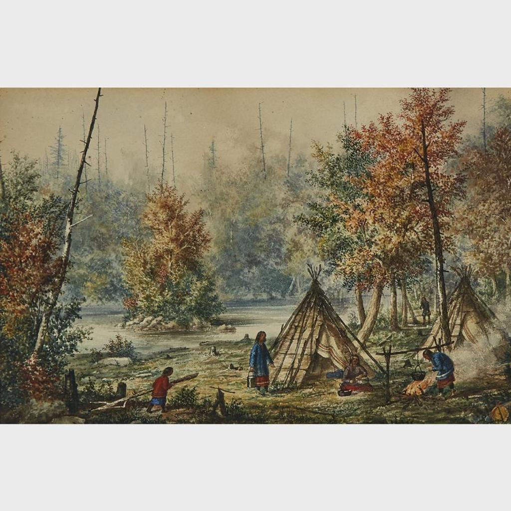 Alfred Worsley Holdstock (1820-1901) - Indian Encampment, Cascapedia