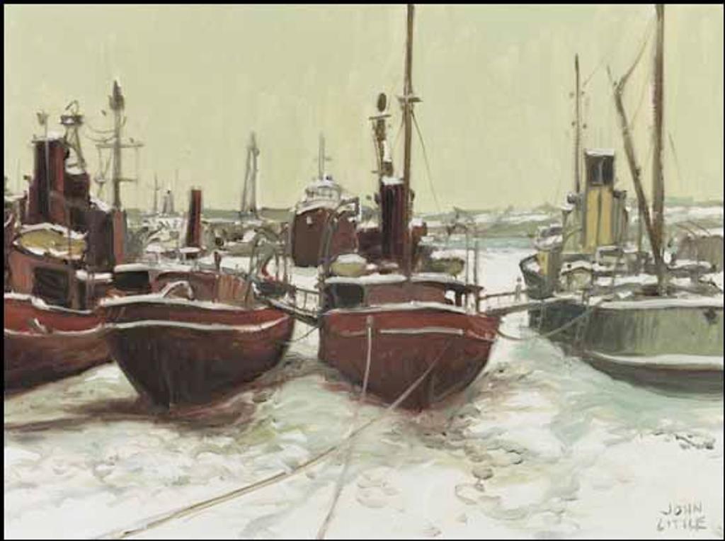 John Geoffrey Caruthers Little (1928-1984) - Light Ships Wintering at Quebec, Bassin St. Louis