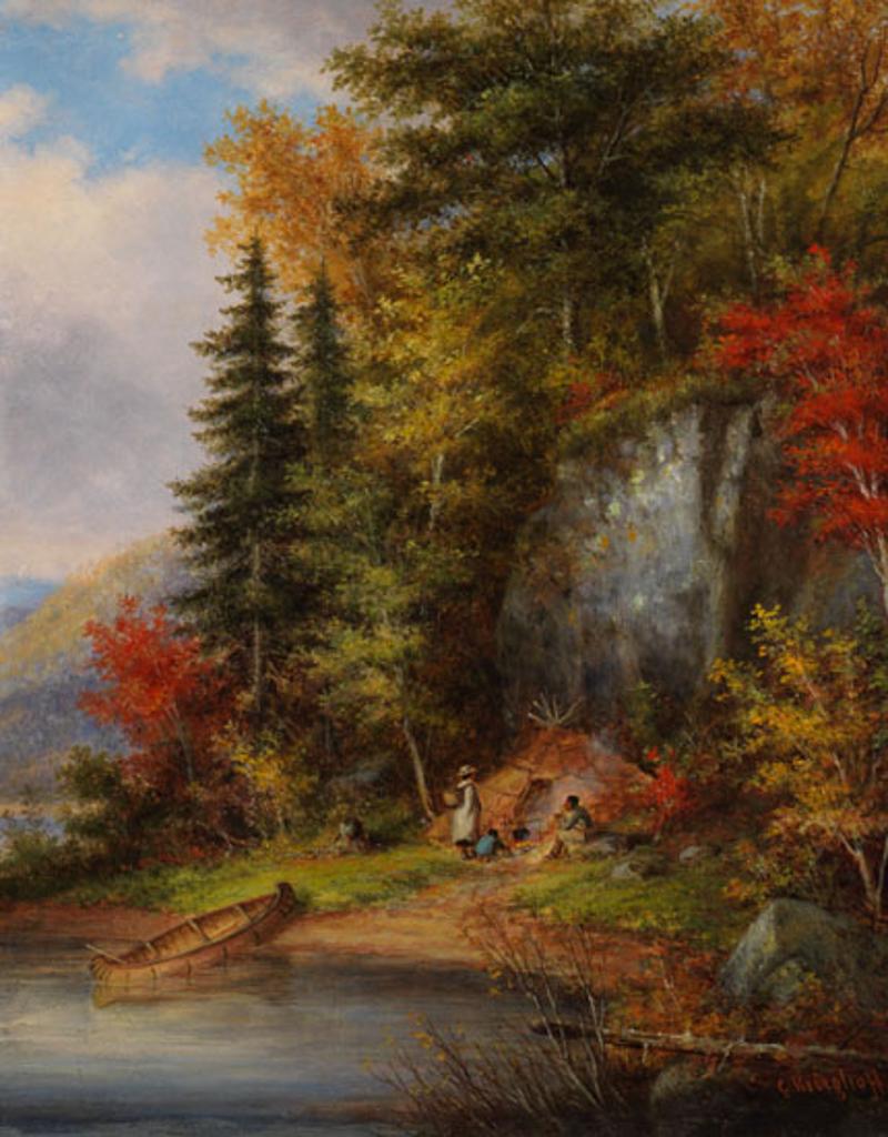 Cornelius David Krieghoff (1815-1872) - Lakeside Indian Encampment