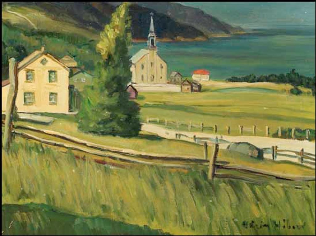 Adrien Hébert (1890-1967) - Village with Church / Canoing on the Lake (verso)
