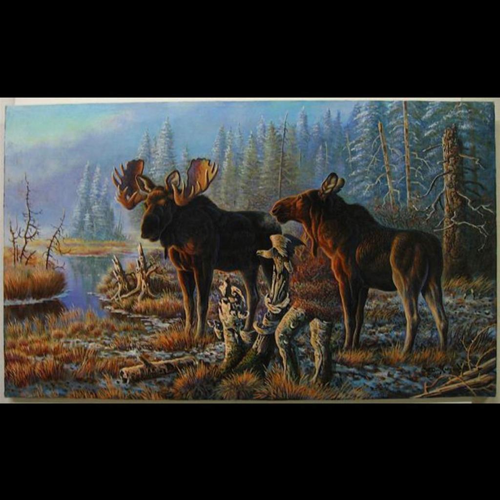 Don Ningewance (1948) - Moose & Hawk Moose Family & Hawk