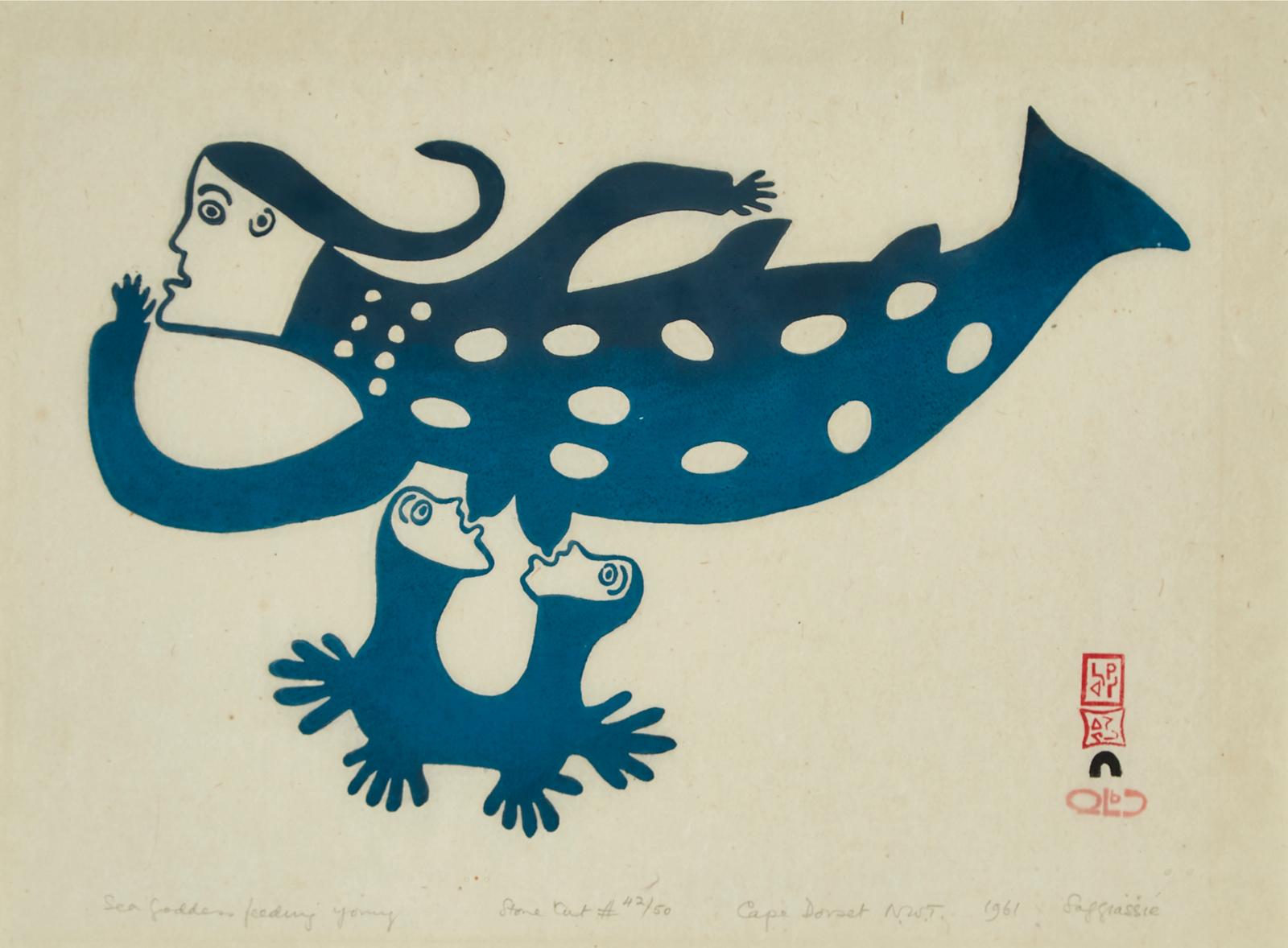 Sakiassie Ragee (1924-2003) - Sea Goddess Feeding Young