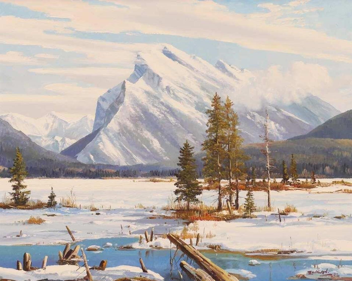 Duncan Mackinnon Crockford (1922-1991) - Mt. Rundle, Spring Breakup, West Of Banff, Alberta; 1982