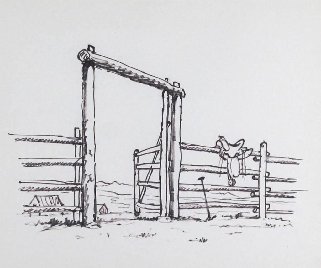 Roland Gissing (1895-1967) - Gate And Saddle Sketch