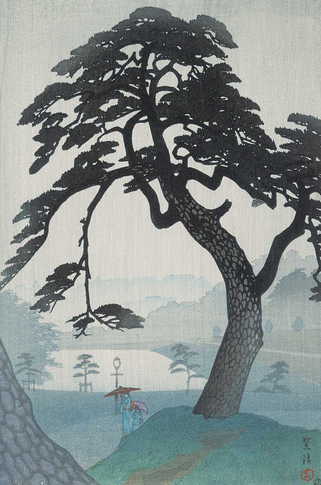 Shiro Kasamatsu - Big Pine Tree in Misty Rain