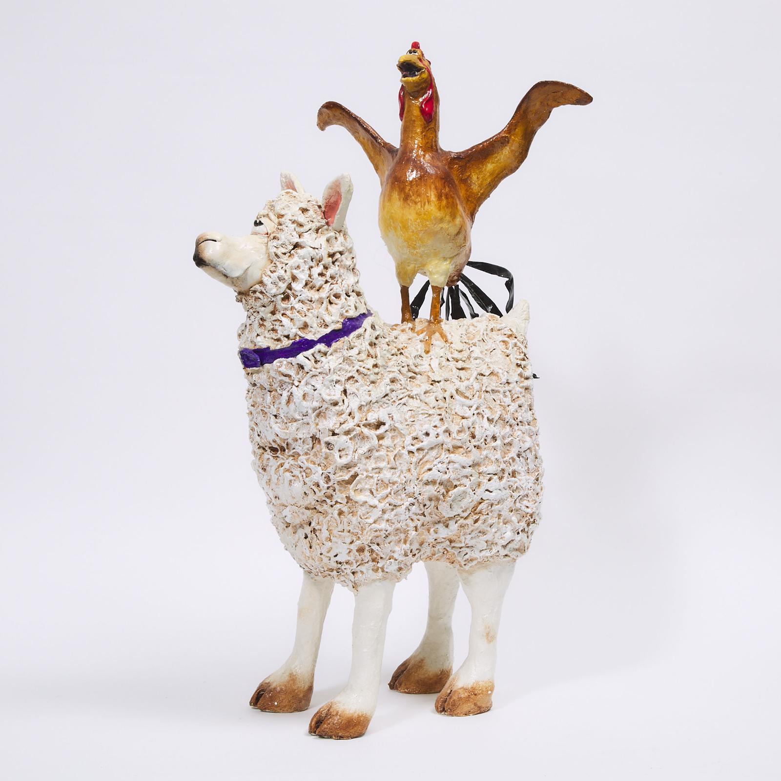 Nancy Calder - Sheep With Rooster