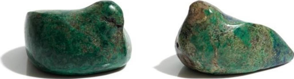 Elford Bradley [E.B.] Cox (1914-2003) - Two malachite sculptures of birds. Each with incised signature to base