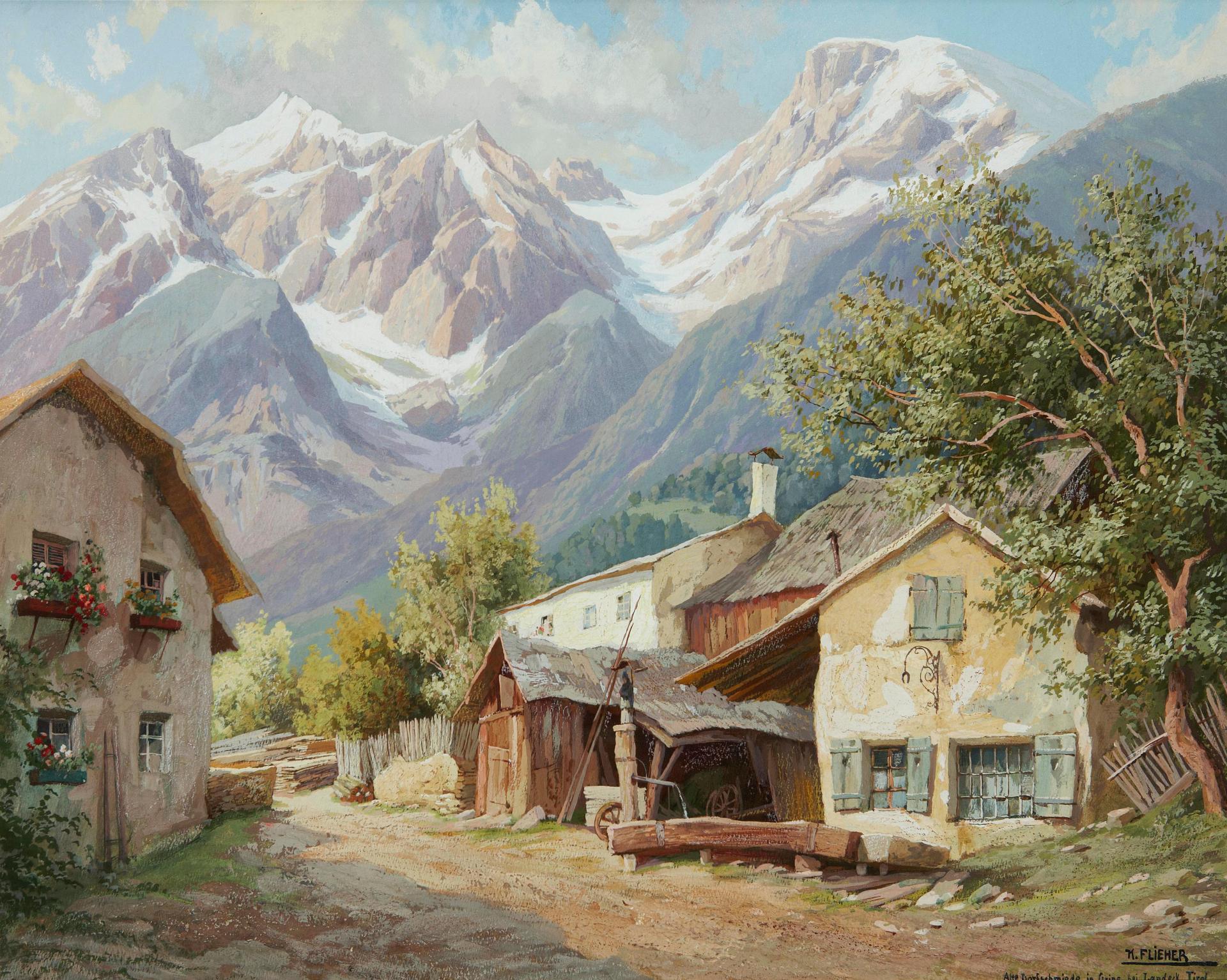 Karl Flieher (1881-1958) - Alte Dorfschmiede in Grins bei Landeck Tirol
