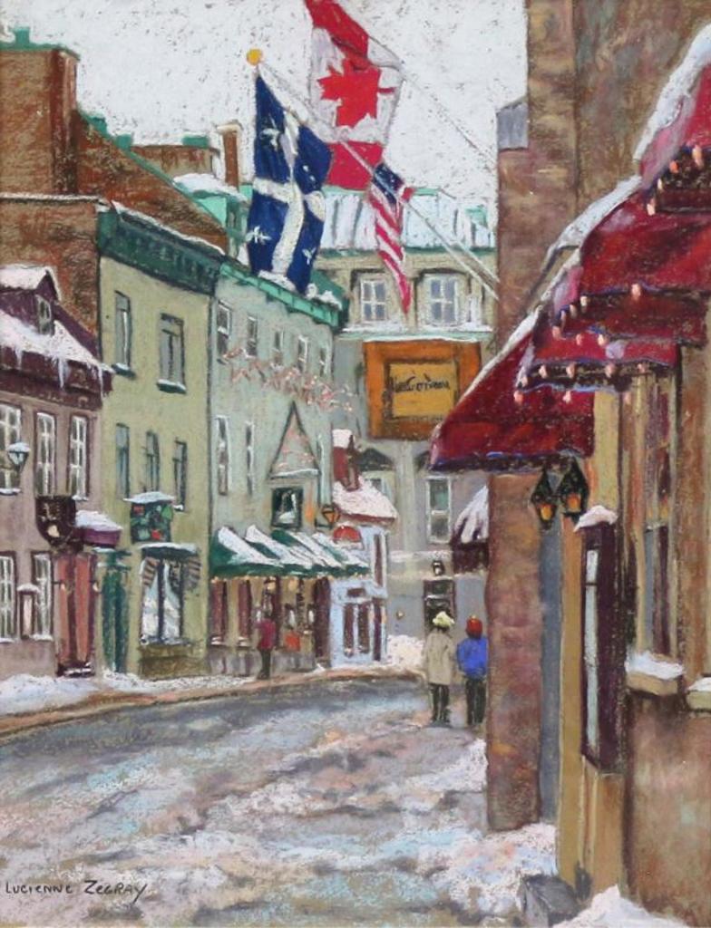 Lucienne Boucher Zegray (1939) - Morning Stroll, Rue St. Louis, Quebec; 1996