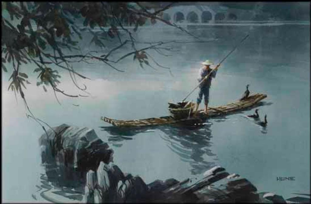 Harry Heine (1924-2004) - Cormorant Fisherman, Li River, China
