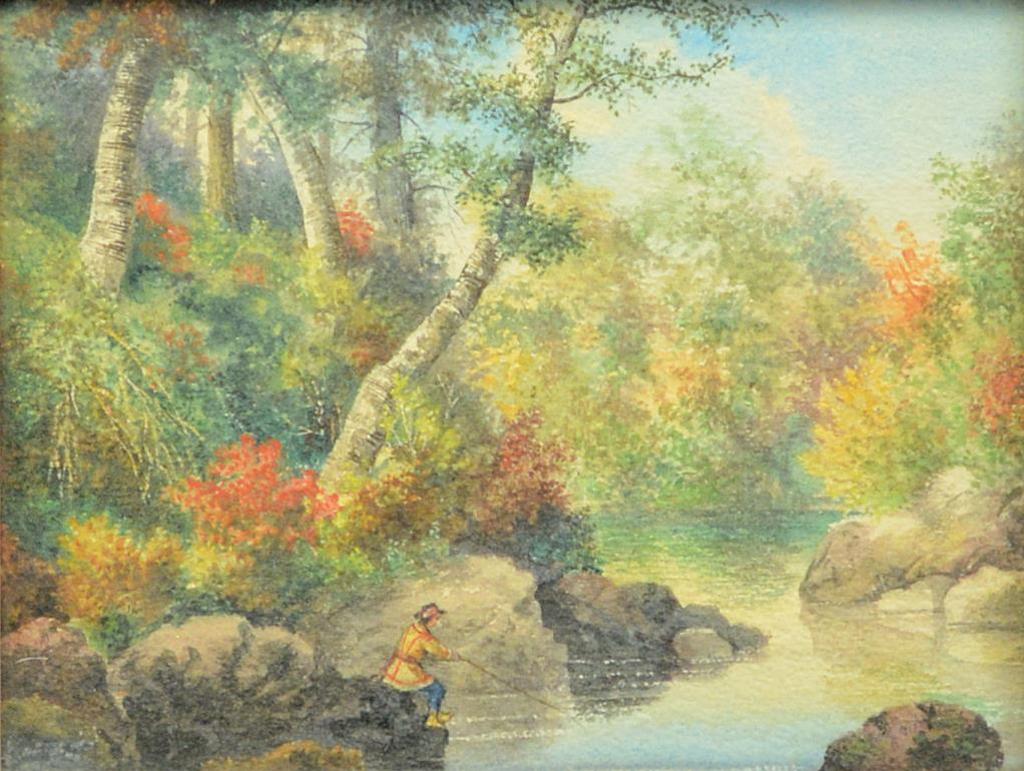 Alfred Worsley Holdstock (1820-1901) - Fisherman on the Riverside