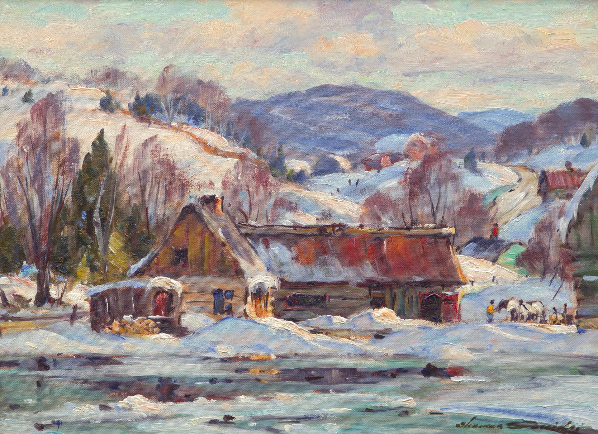 Thomas Hilton Garside (1906-1980) - Riverside Farm, Winter, Baie St-Paul Country, n. d.