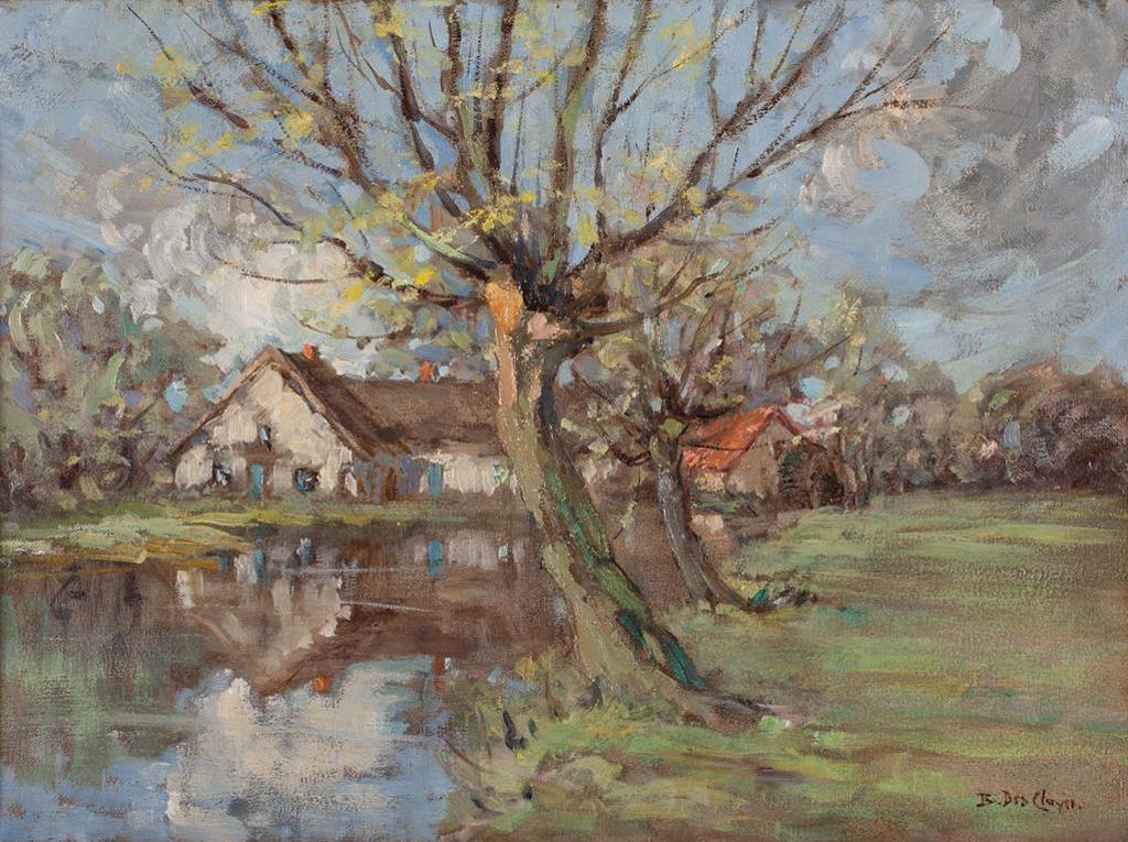Berthe Des Clayes (1877-1968) - Country Home on a Stream