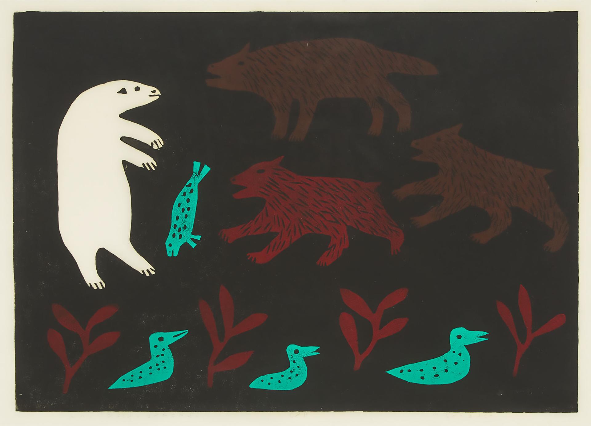 Janet Kigusiuq (1926-2005) - Wolves Attack Bear