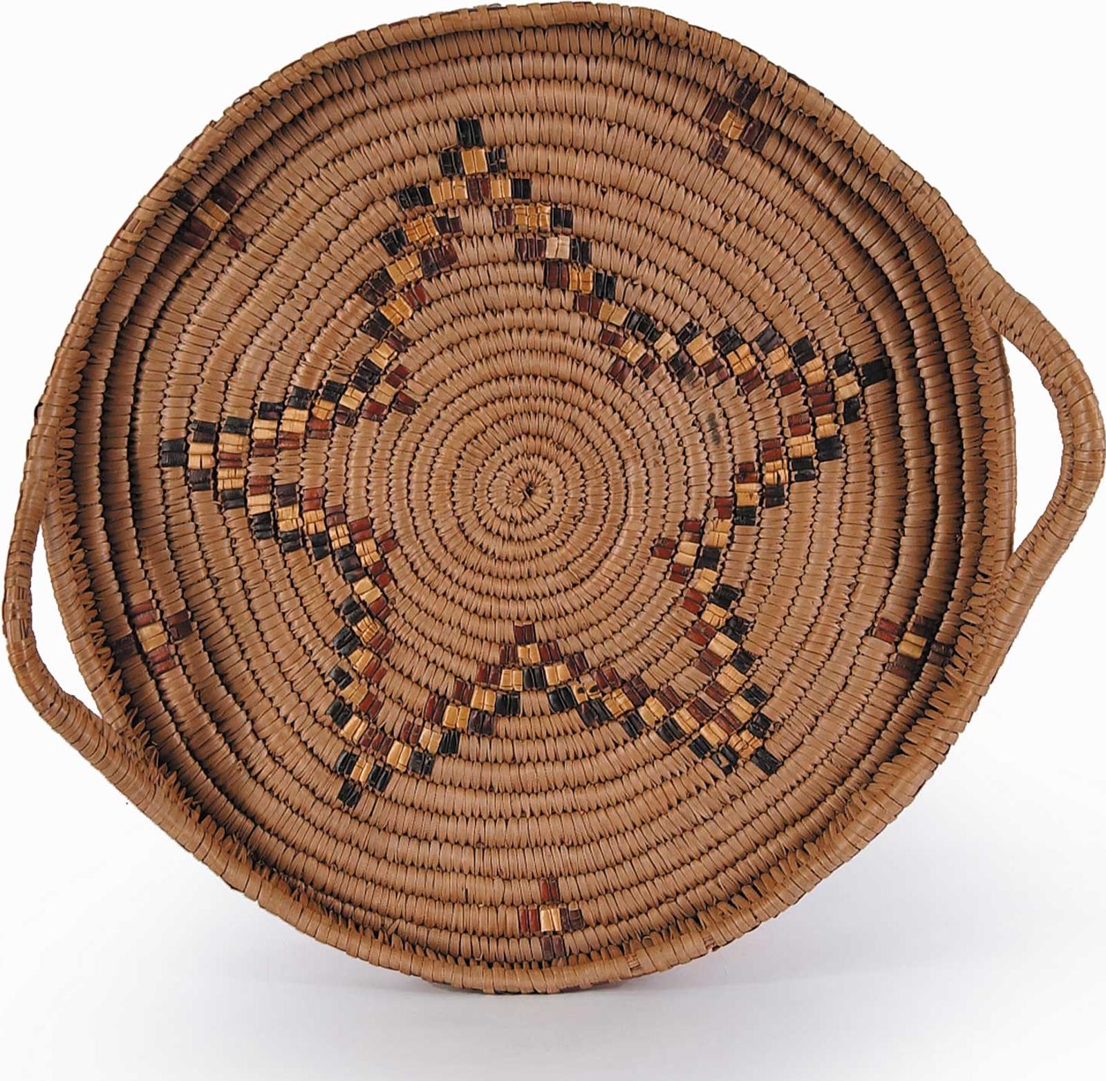First Nations Basket School - Round Four Tone Serving Platter Basket with Handles