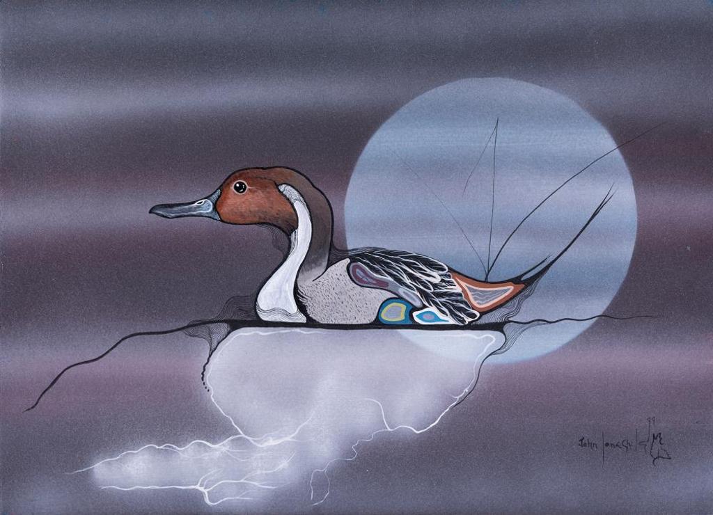 John Lonechild (1962-2020) - Untitled - Duck in Moonlight