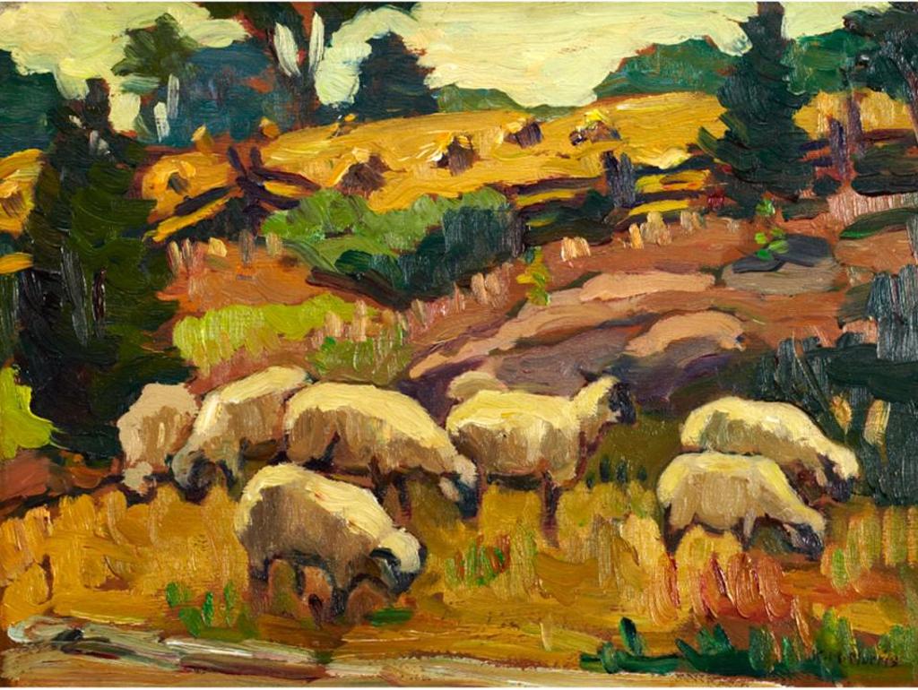 Kathleen Moir Morris (1893-1986) - Sheep Grazing, Marshall’S Bay