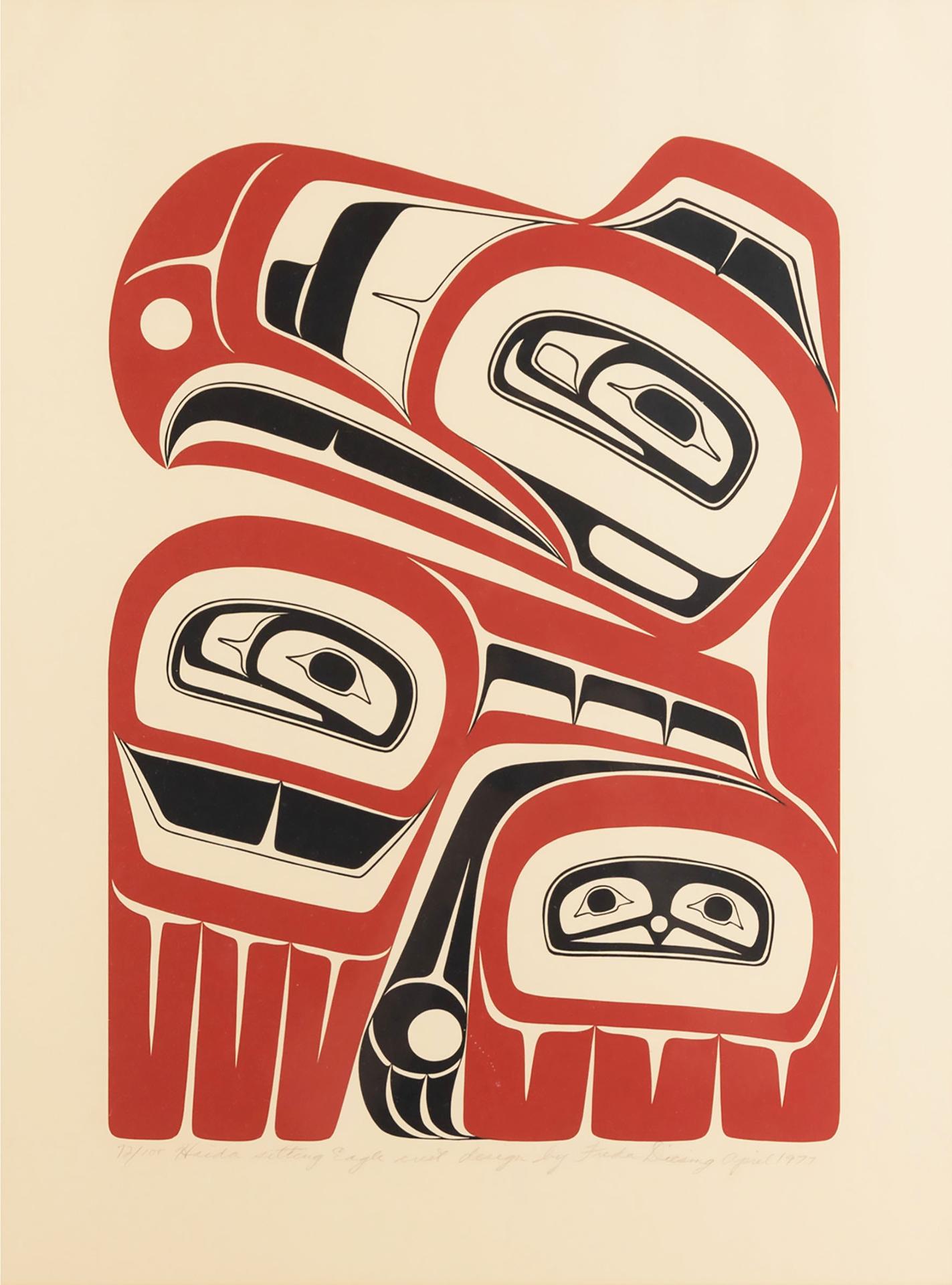 Freda Diesing (1925-2002) - Haida Sitting Eagle Crest Design, 1977