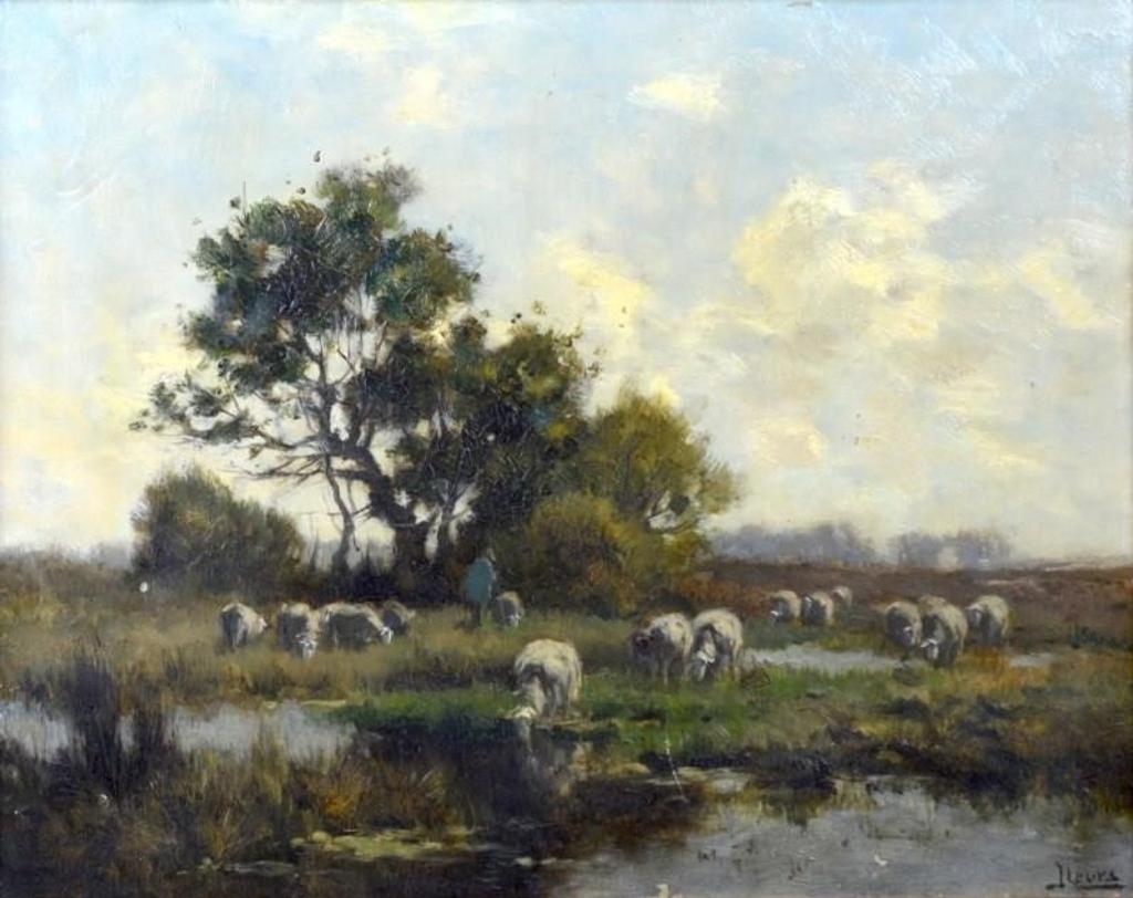 Johannes Karel Leurs (1865-1938) - Pastoral Scene with Sheep