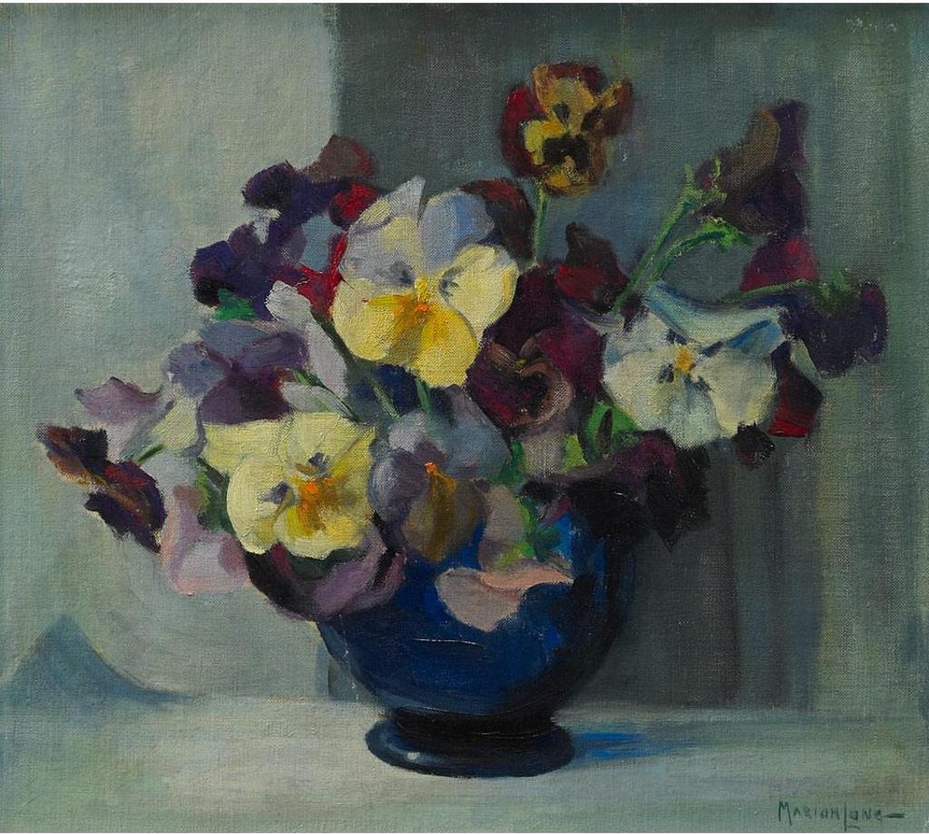 Marion Long (1882-1970) - Pansies And Blue Glass