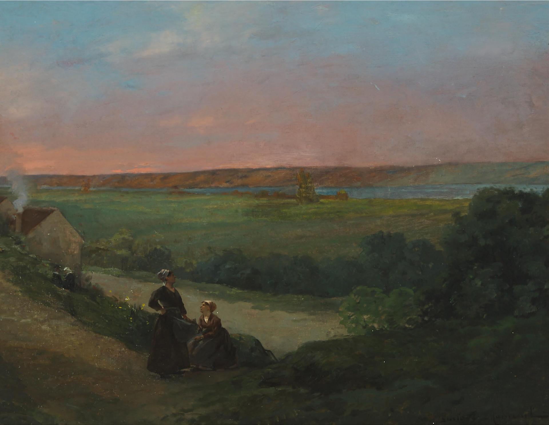 Gustave Maincent (1850-1887) - Bretonne Dans Un Paysage