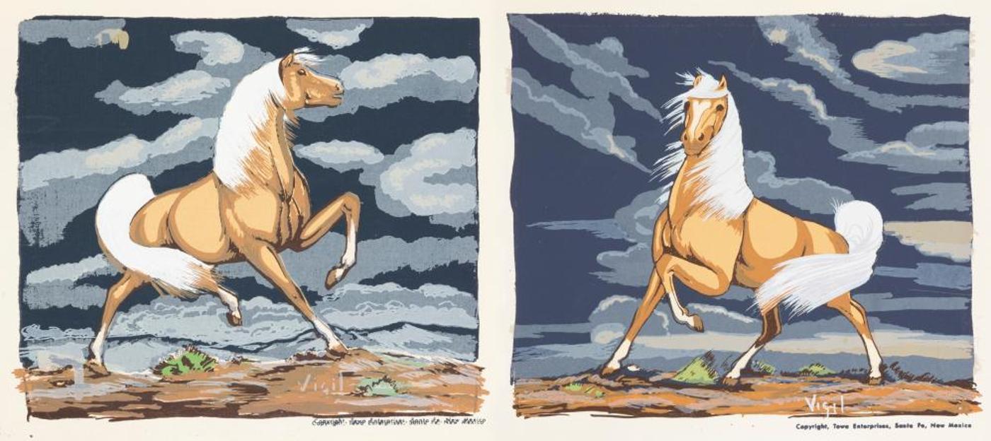 Frank Vigil (1922-1979) - Pair of Wild Horse Silkscreens