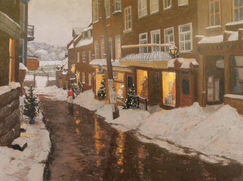Horace Champagne (1937) - The Oldest Part Of Quebec City (Near Place Royal At Christmas Time); 1987