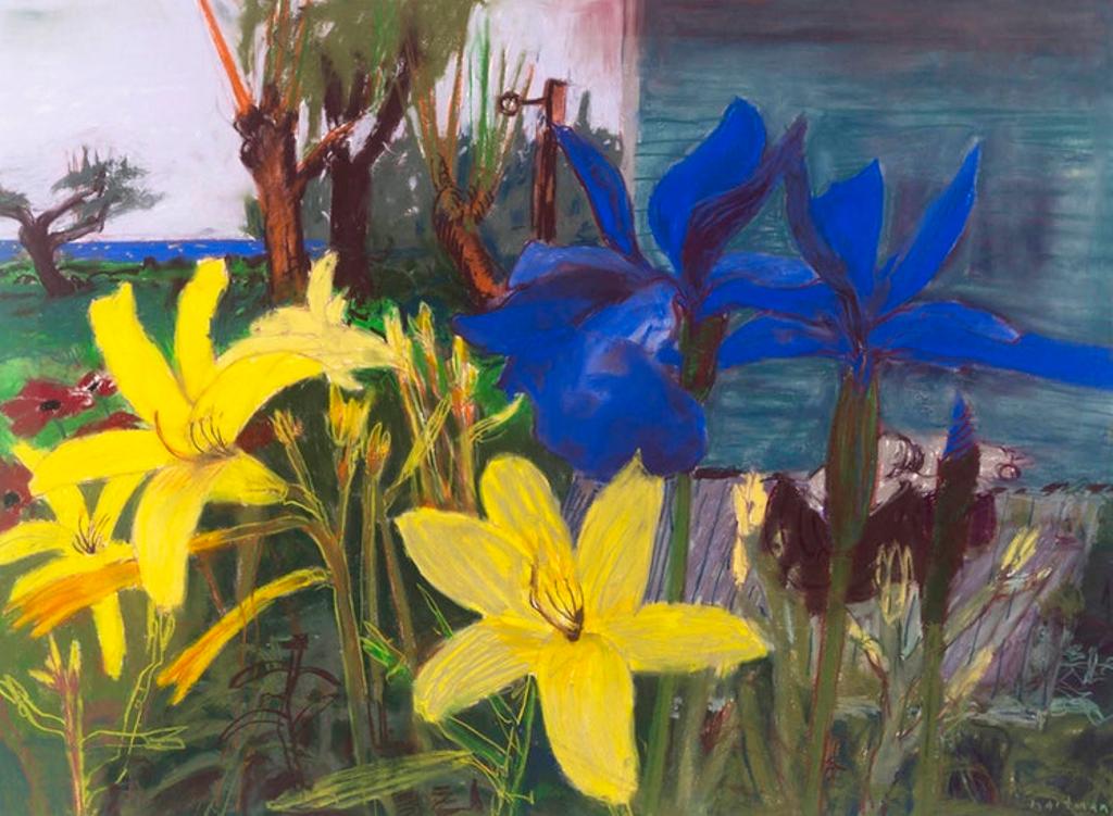 John Hartman (1950) - Yellow Day Lillies & Blue Siberian Irises