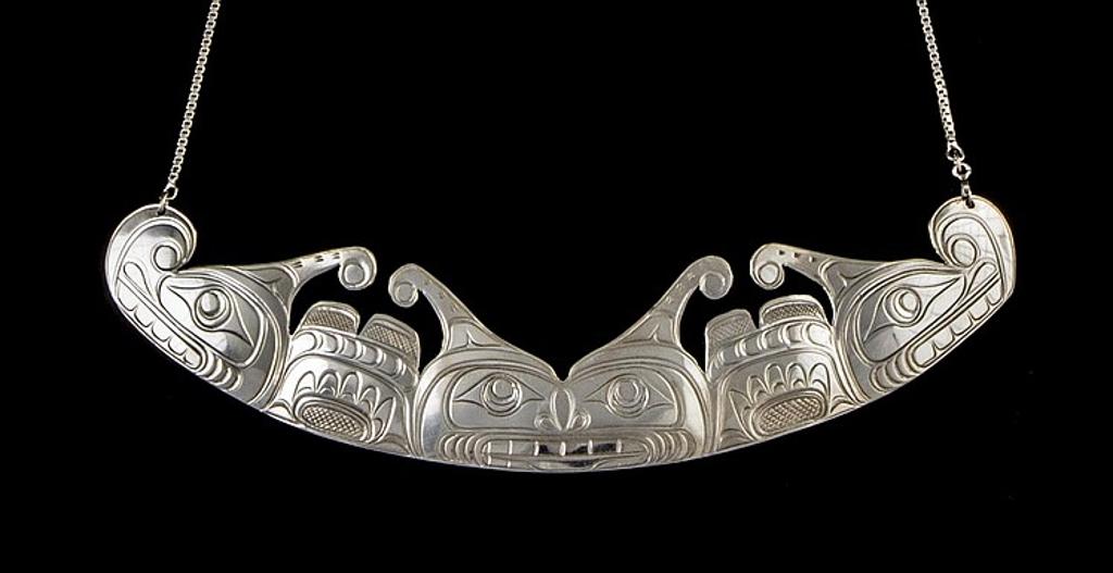 Lloyd Wadhams - a sterling silver necklace in the form of a Kwakiutl Sisiutl