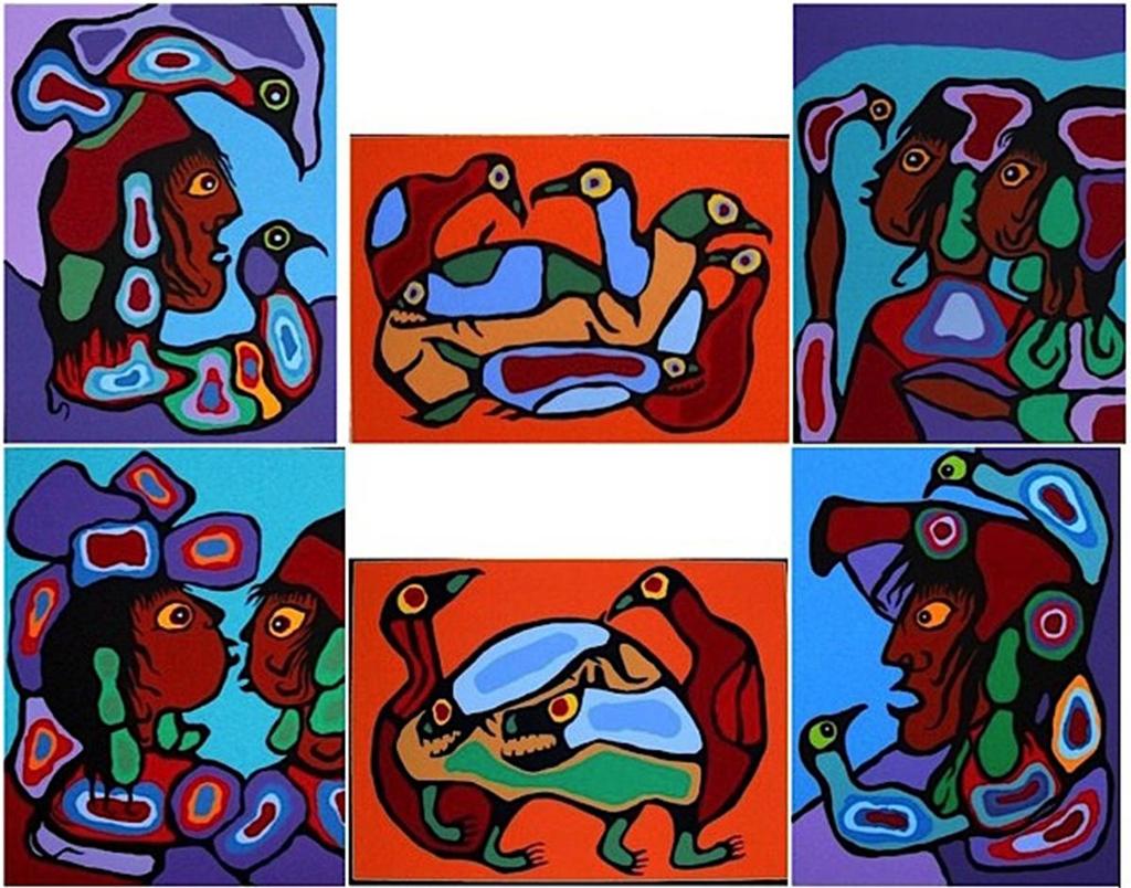 Norval H. Morrisseau (1931-2007) - We Are Gods Within Ourselves; Fish And Loons Of Lake Nipigon; Bird Speaks To These Children; Children Of Light And Sound; Woodland Creatures; Sermon To The Birds
