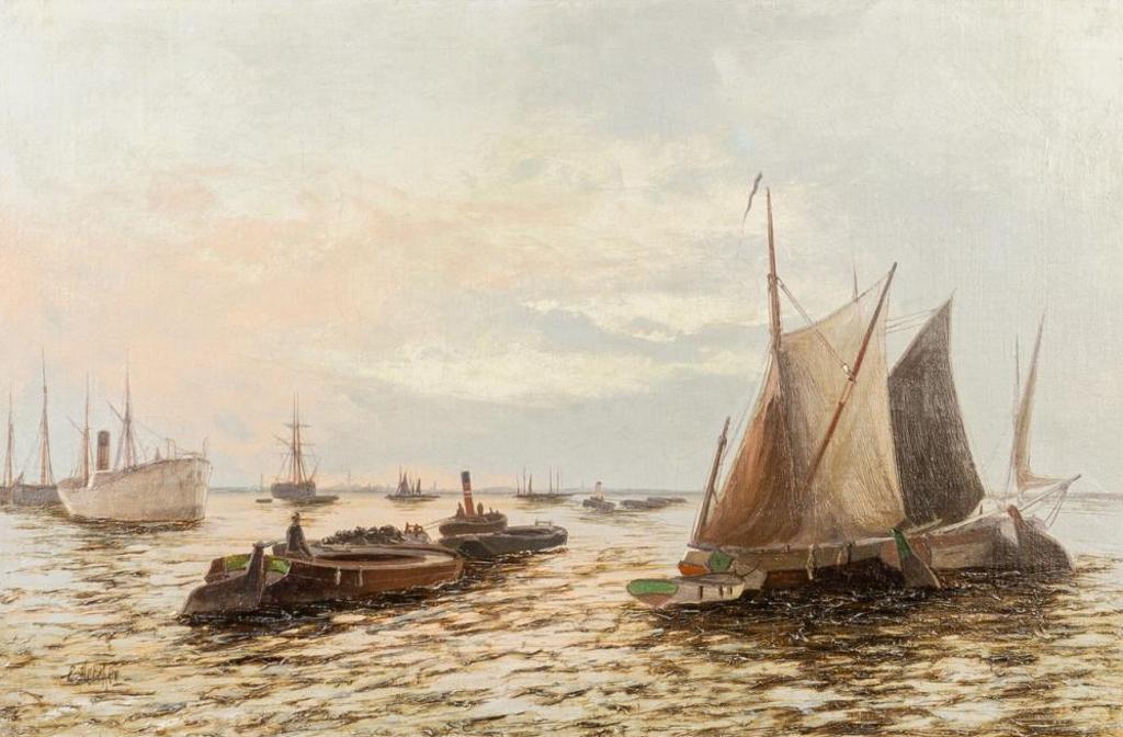 Edward Henry Eugene Fletcher (1857-1945) - Busy Shipping Channel