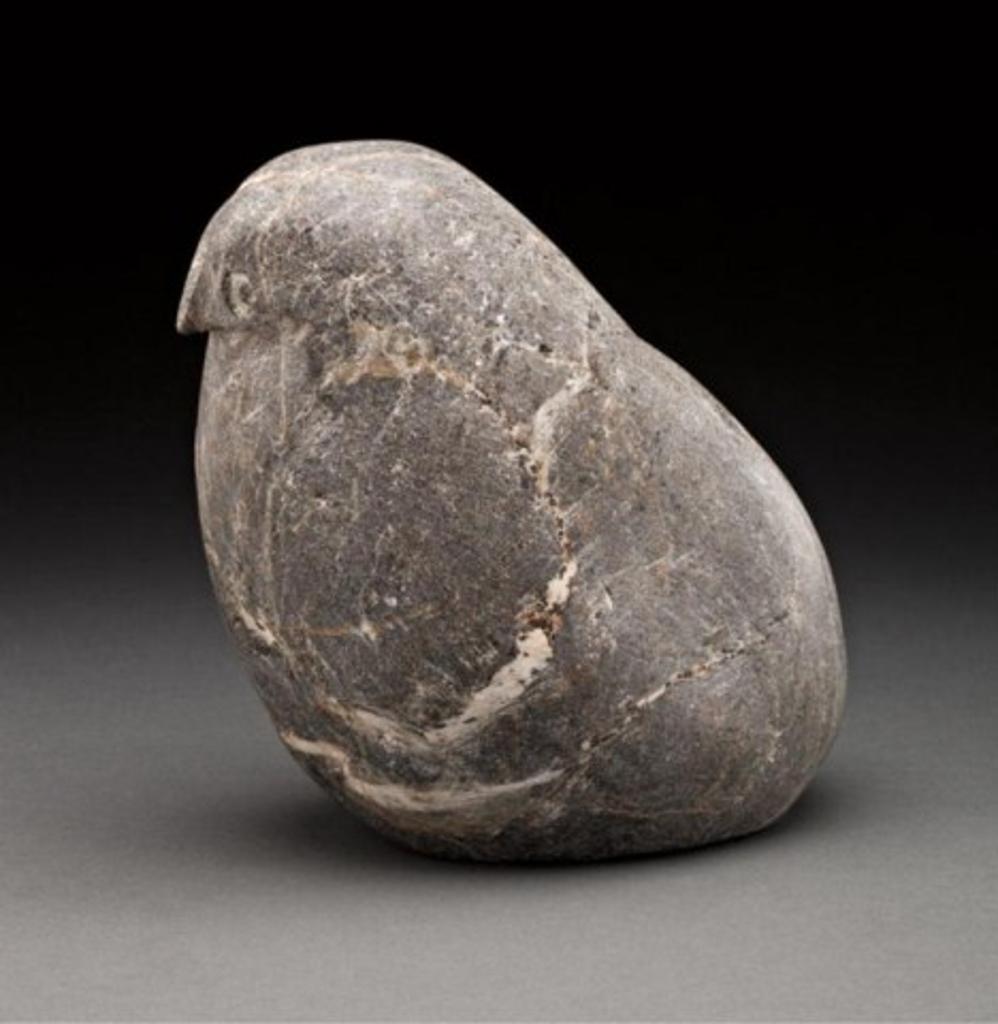 Tuna Iquliq (1935-2015) - Owl, ca. 2000, marbled grey stone, 8 x 5.25 x 7.15 in