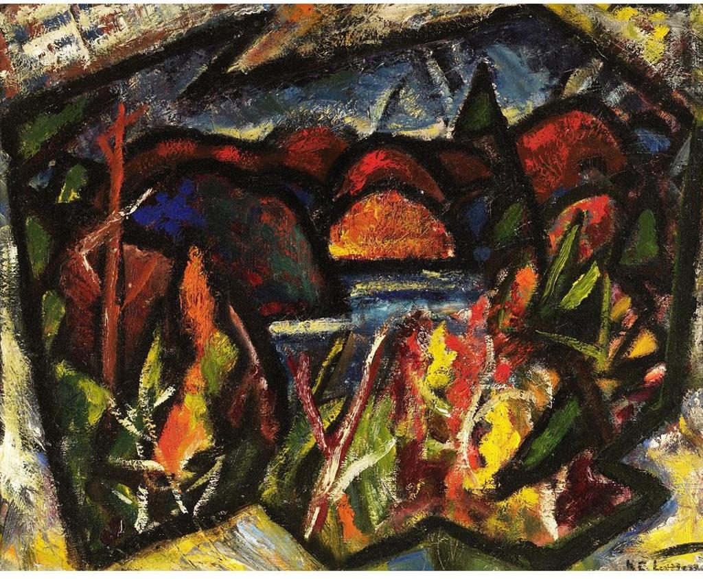 Kenneth C. Loveless (1919-1954) - Autumn Landscape Near A Lake