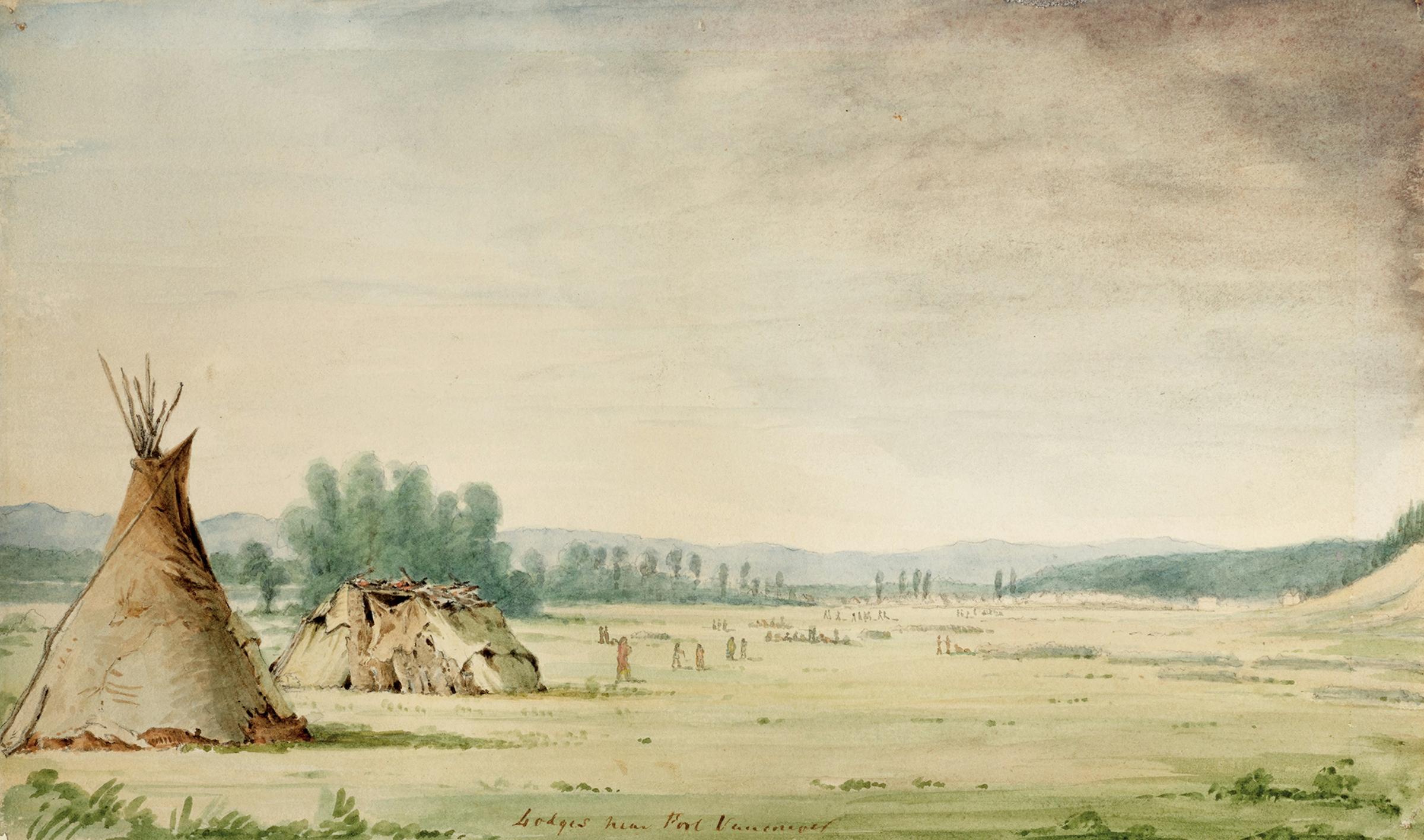 Paul Kane (1810-1871) - Lodges Near Fort Vancouver, 1847