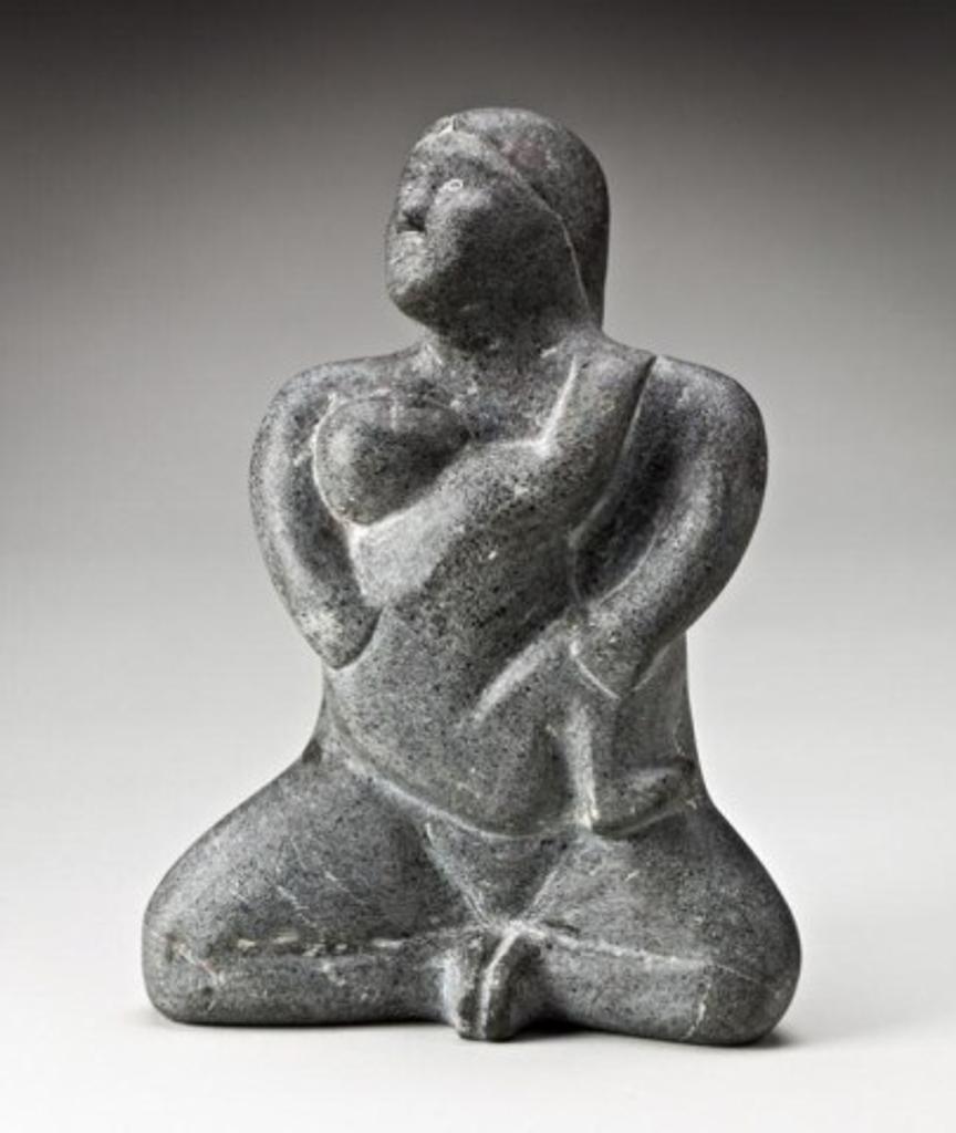 Andy Mamgark (1930-1997) - Mother and child, ca. late 1960s, grey stone, 8.75 x 6.25 x 3.125 in, 22.2 x 15.6 x 8.3 cm