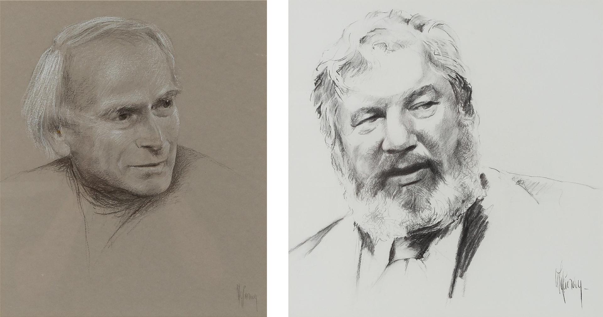 Myfanwy Spencer Pavelic (1916-2007) - Yehudi Menuhin, 1989, Peter Ustinov, 1980