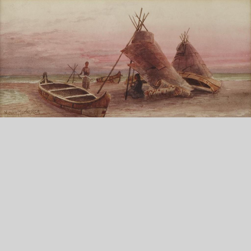 Thomas Mower Martin (1838-1934) - Indian Camp, Evening, North Shore Of Lake Superior