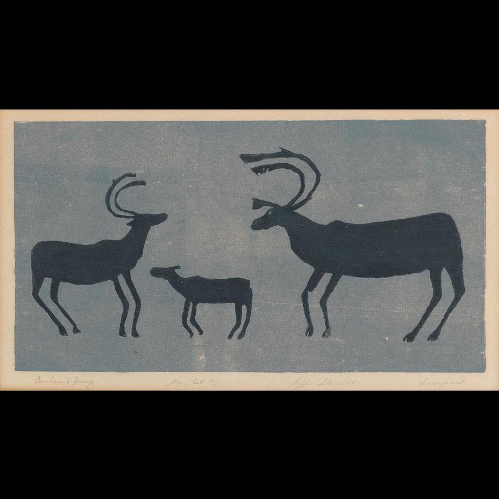 Kananginak Pootoogook (1935-2010) - Caribou And Young