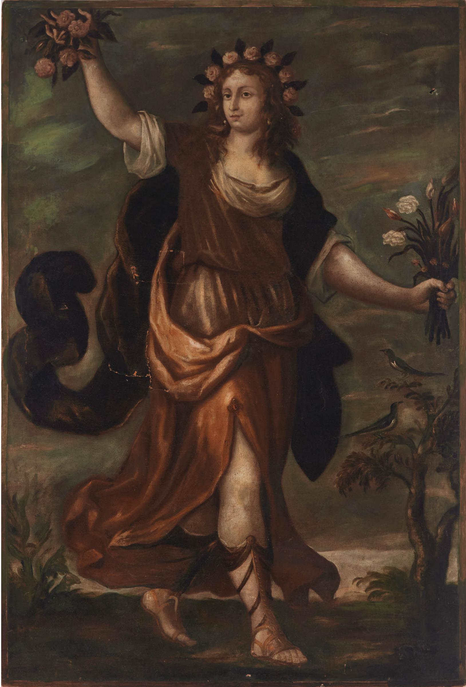 Follower of Titian - The Goddess Flora In A Landscape